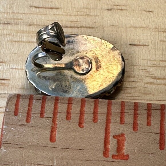 VTG Earrings 3/4" Clips Porcelain Oval Shape Flowers Gold Tone Victorian Style - Picture 7 of 7